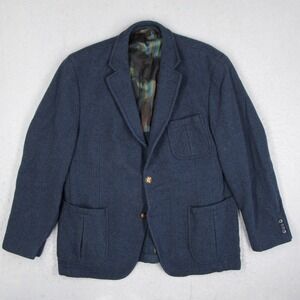 Kroon Fleetwood Mens Blue Wool Herringbone Blazer Sport Coat R42 SK1860 W13223